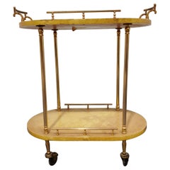 Italian Lacquered Goatskin or Parchment Serving Bar Cart by Aldo Tura, 1960s