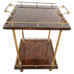 Italian Lacquered Goatskin / Parchment Serving Bar Cart by Aldo Tura, 1960s