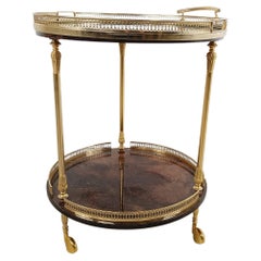 Carrito de bar italiano de piel de cabra lacada y pergamino de Aldo Tura, años 60