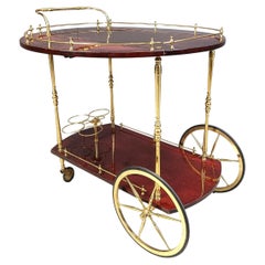 Italienischer lackierter Barwagen aus Ziegenleder / Pergament von Aldo Tura, 1960er Jahre