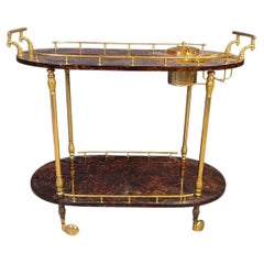 Italian Lacquered Goatskin / Parchment Serving Bar Cart by Aldo Tura, 1960s