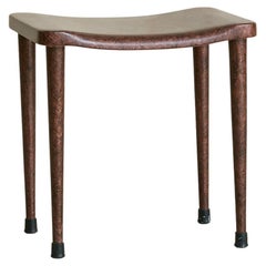Tabouret italien en peau de chèvre laquée à la manière d'Aldo Tura, années 1960