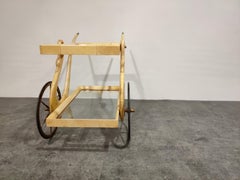 Italian Lacquered Goatskin Swan Bar Cart by Aldo Tura, 1960s