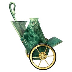 Carrello da bar in pelle di capra laccata italiana di Aldo Tura, anni '60