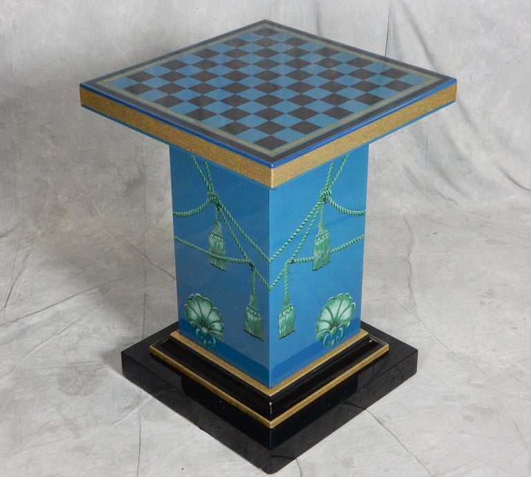 Italian Lacquered Lithographic Foyer Pedestal Table after Piero Fornasetti For Sale 2