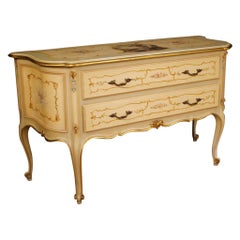 Vintage Italian Lacquered, Painted and Gilded Chest of Drawers