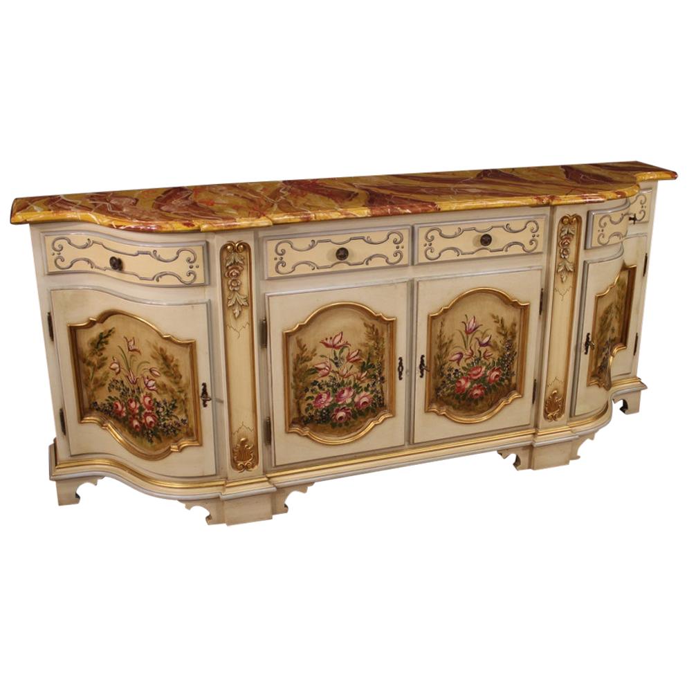 Italian Lacquered, Painted and Gilded Sideboard, 20th Century For Sale