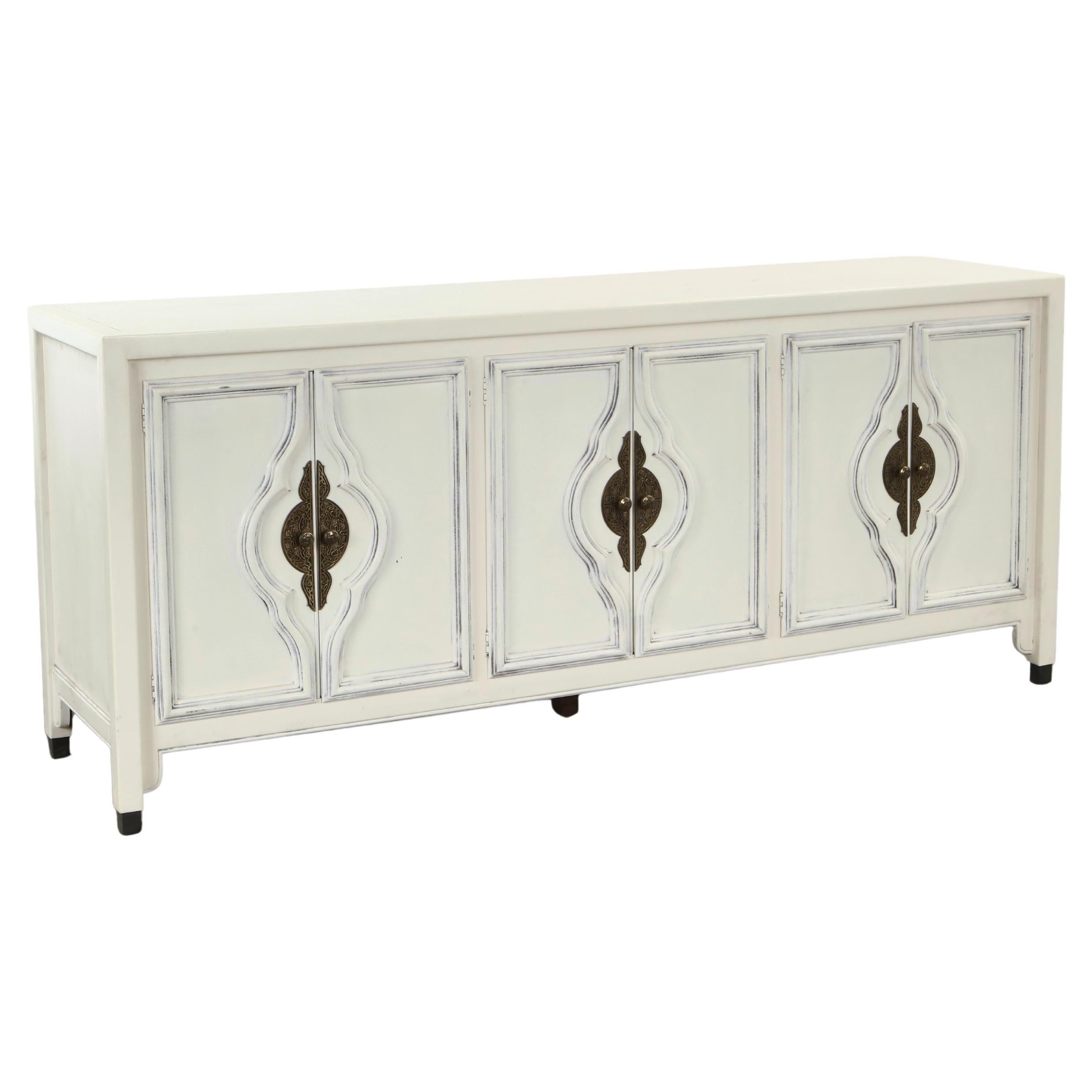 Italian Lacquered Sideboard with Brass Fittings, 1970s