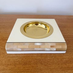 Italian Lacquered Tessellated Horn and Brass Catch-All, 1980s