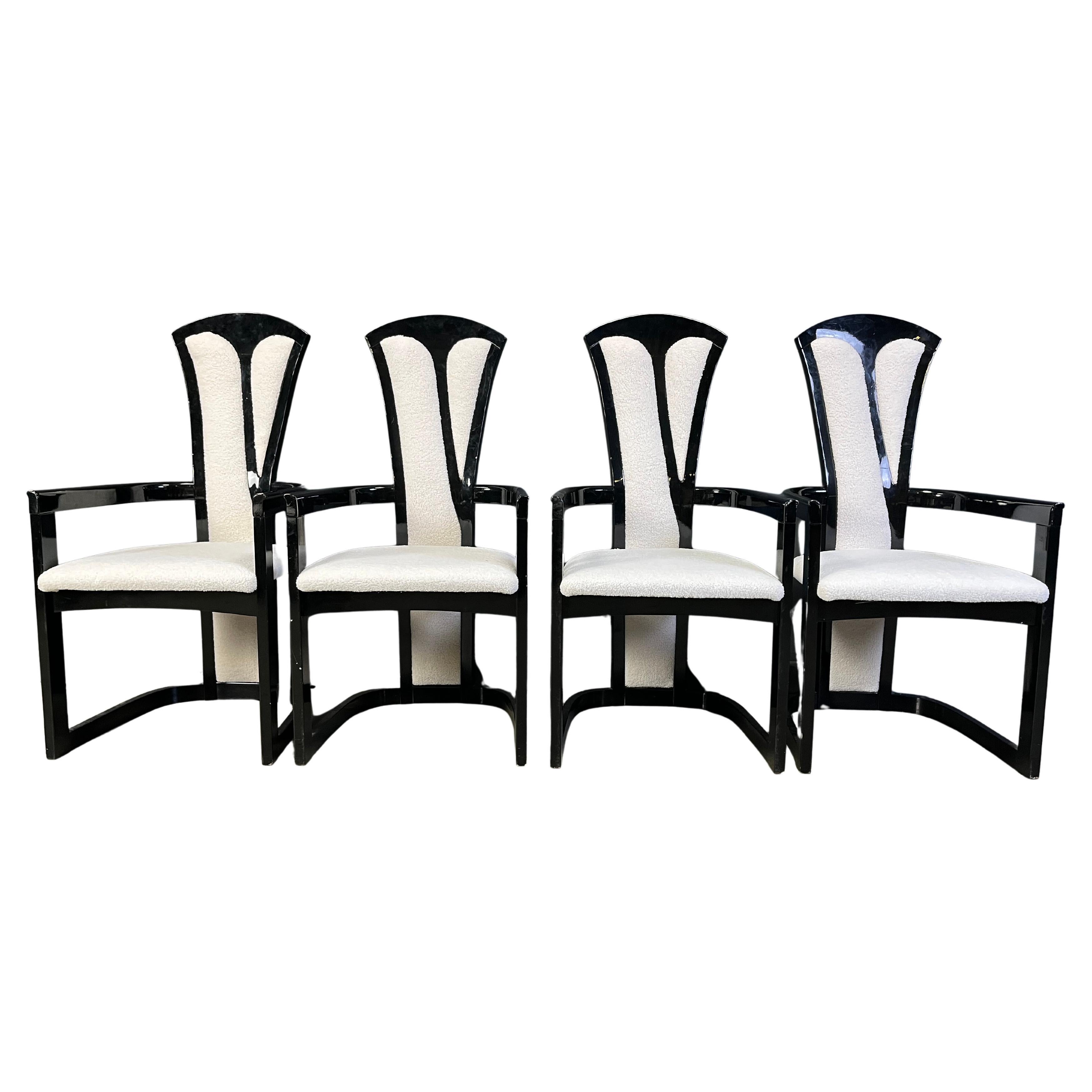 Italian lacquered wood dining chairs, 1980s