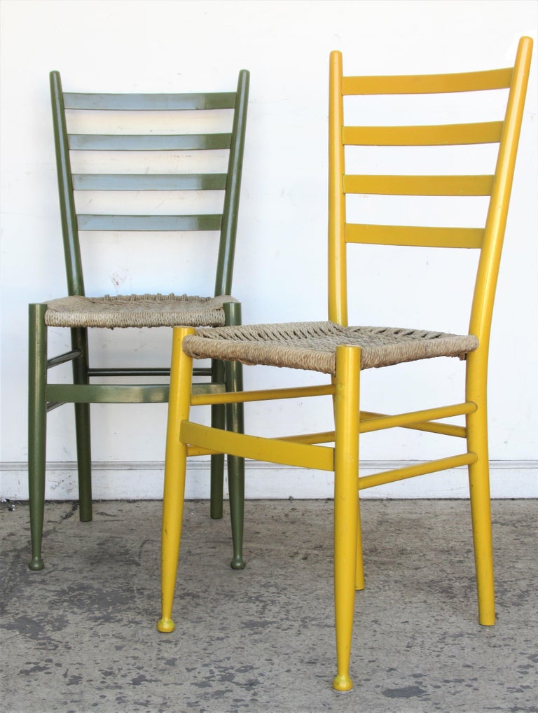 Italian Ladder Back Chairs Gio Ponti Style at 1stDibs