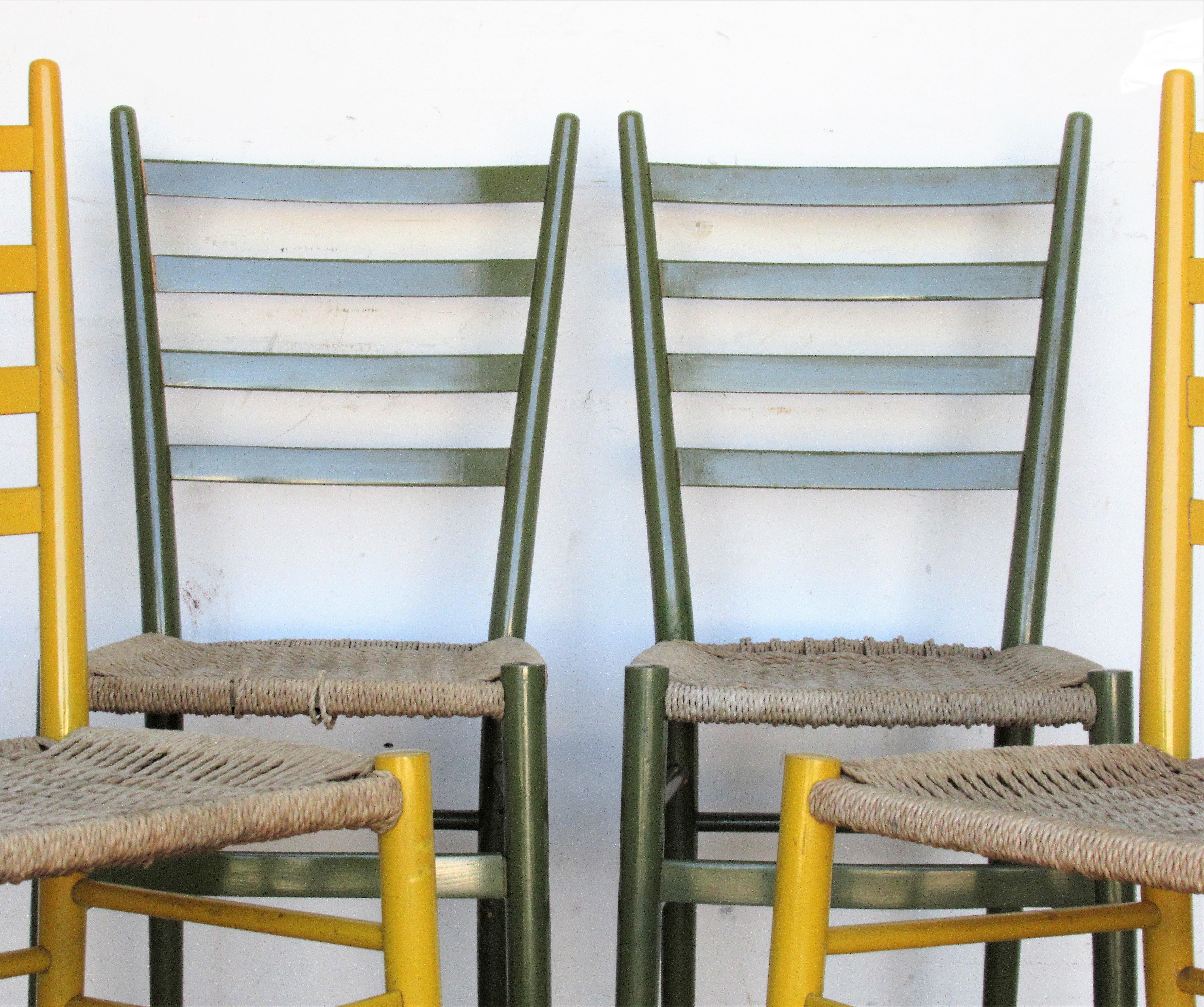 Lacquered Italian Ladder Back Chairs - Gio Ponti Style