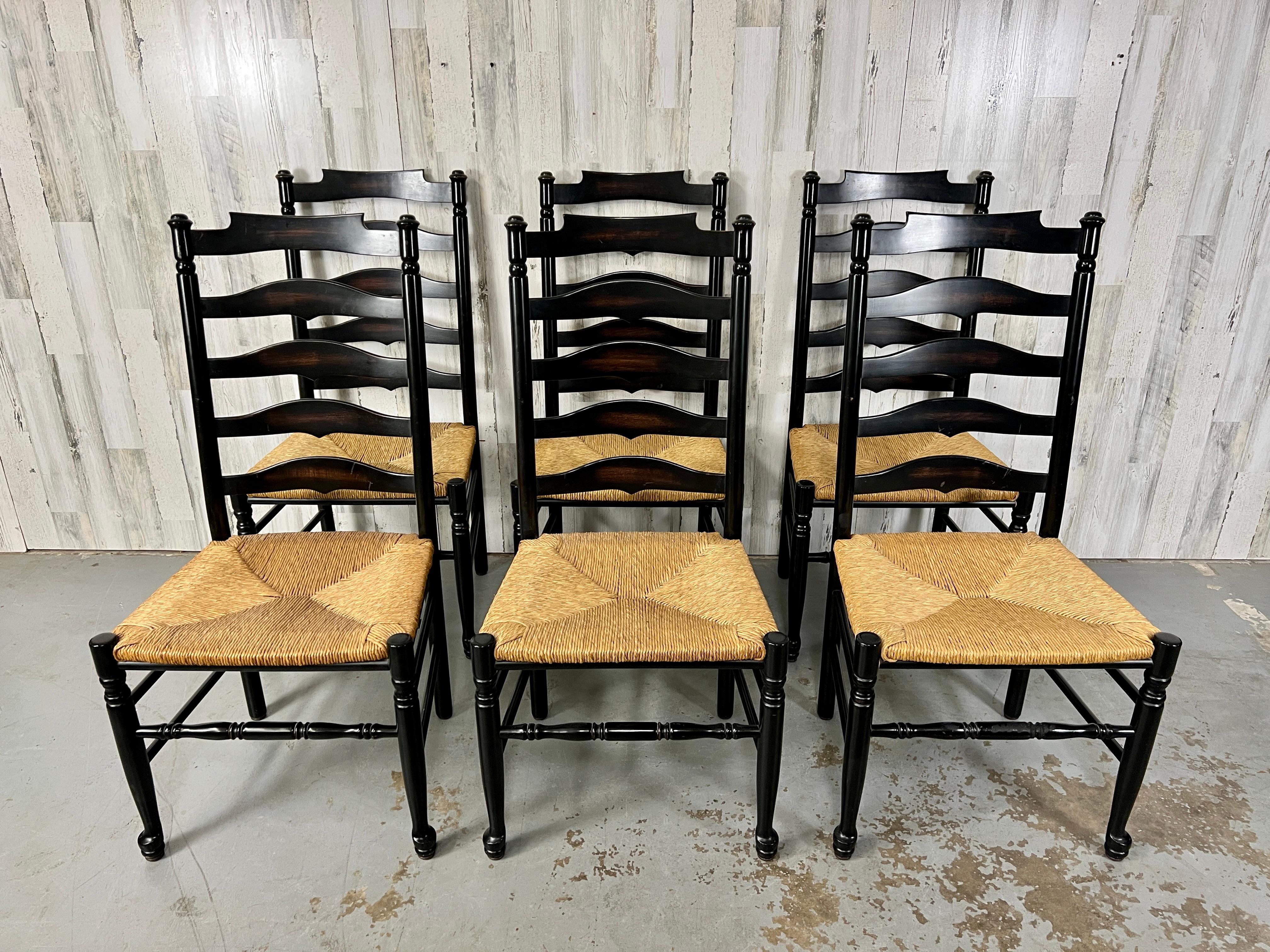 black ladder back chairs with rush seats