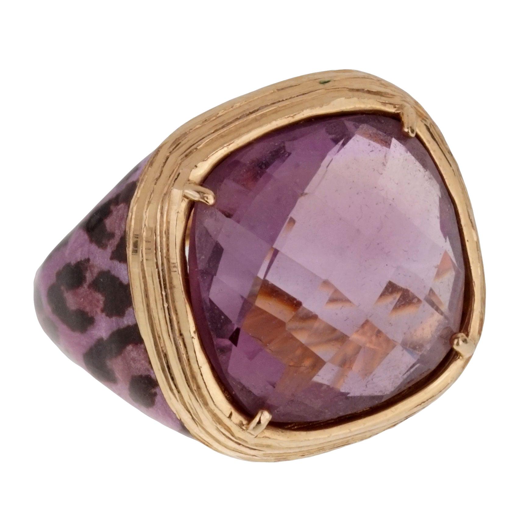 Italian Ladies Amethyst Cocktail Ring For Sale