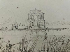 Disegno a inchiostro del Palazzo del Lago Italiano