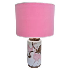 Italian Lamp Hand painted Ceramic with Ostriches, Salerno