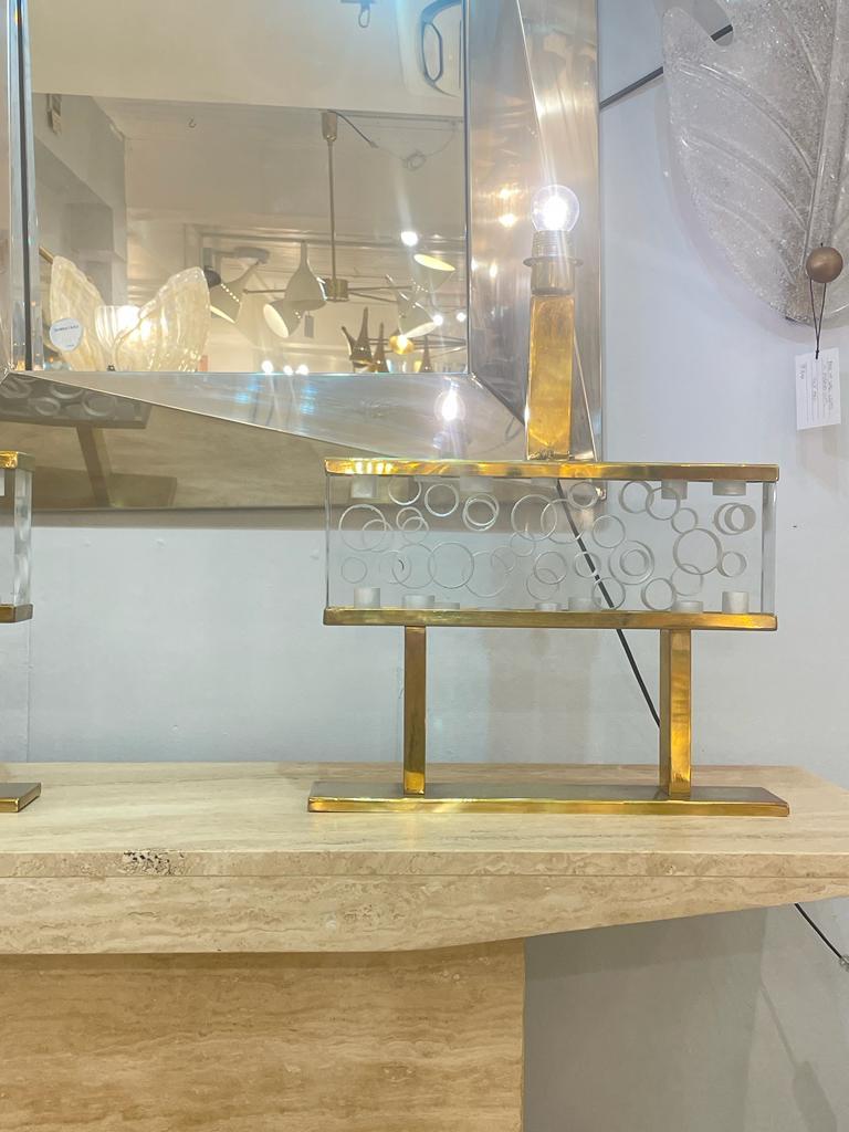 Mid-Century Modern Lampes italiennes en verre gravé, vers les années 1960 en vente