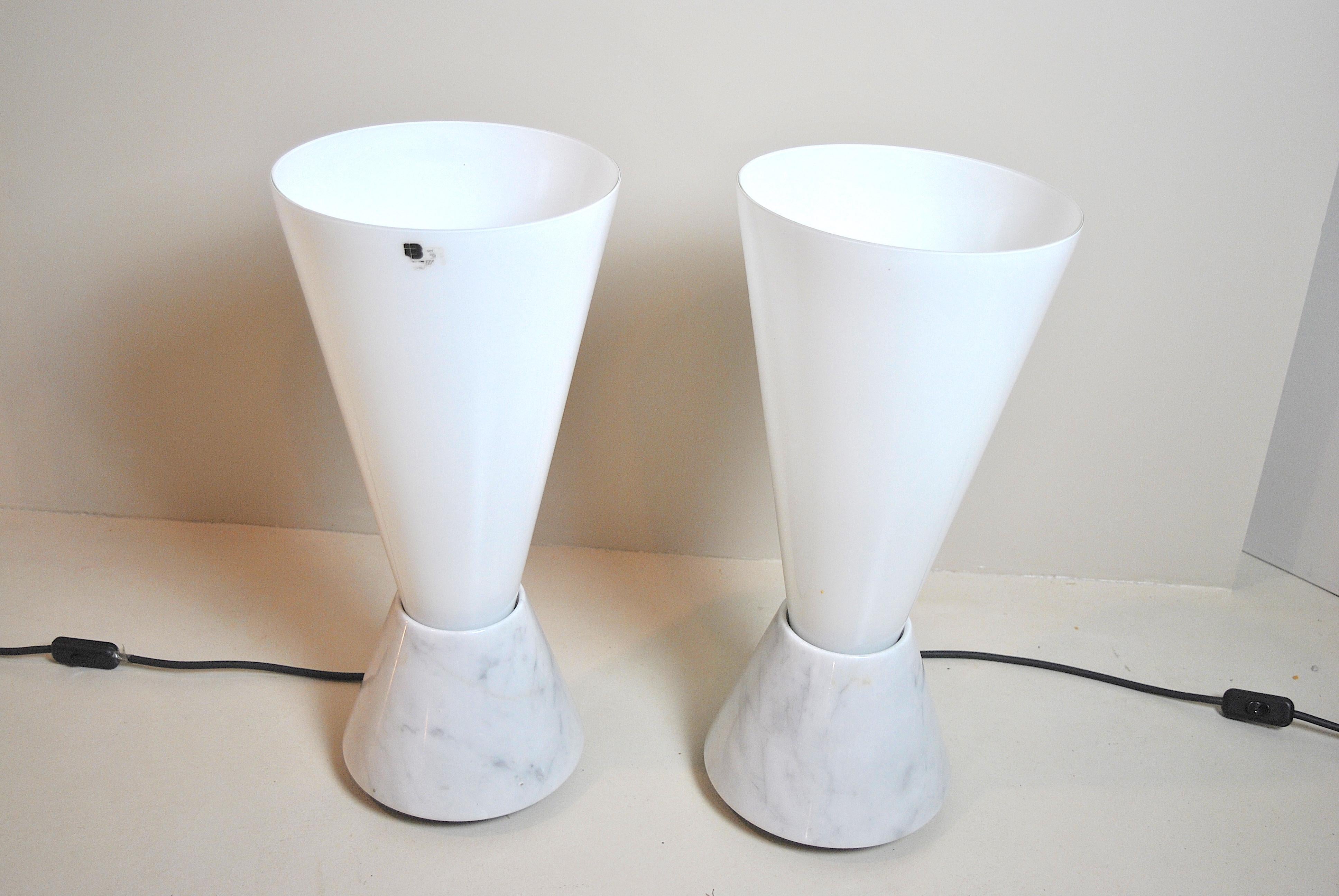 Italian Lamps in Murano Glass and Marble Base, 1970s 1