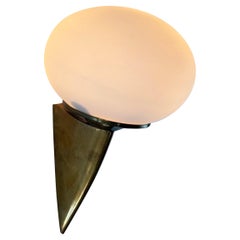 Italian "Lancia" Wall Sconce in Brass and Opaline Glass by Stilux Milano, 1960s