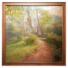 Italian Landscape, Cleto Luzzi 20th Century Oil Italian Countryside Woodland