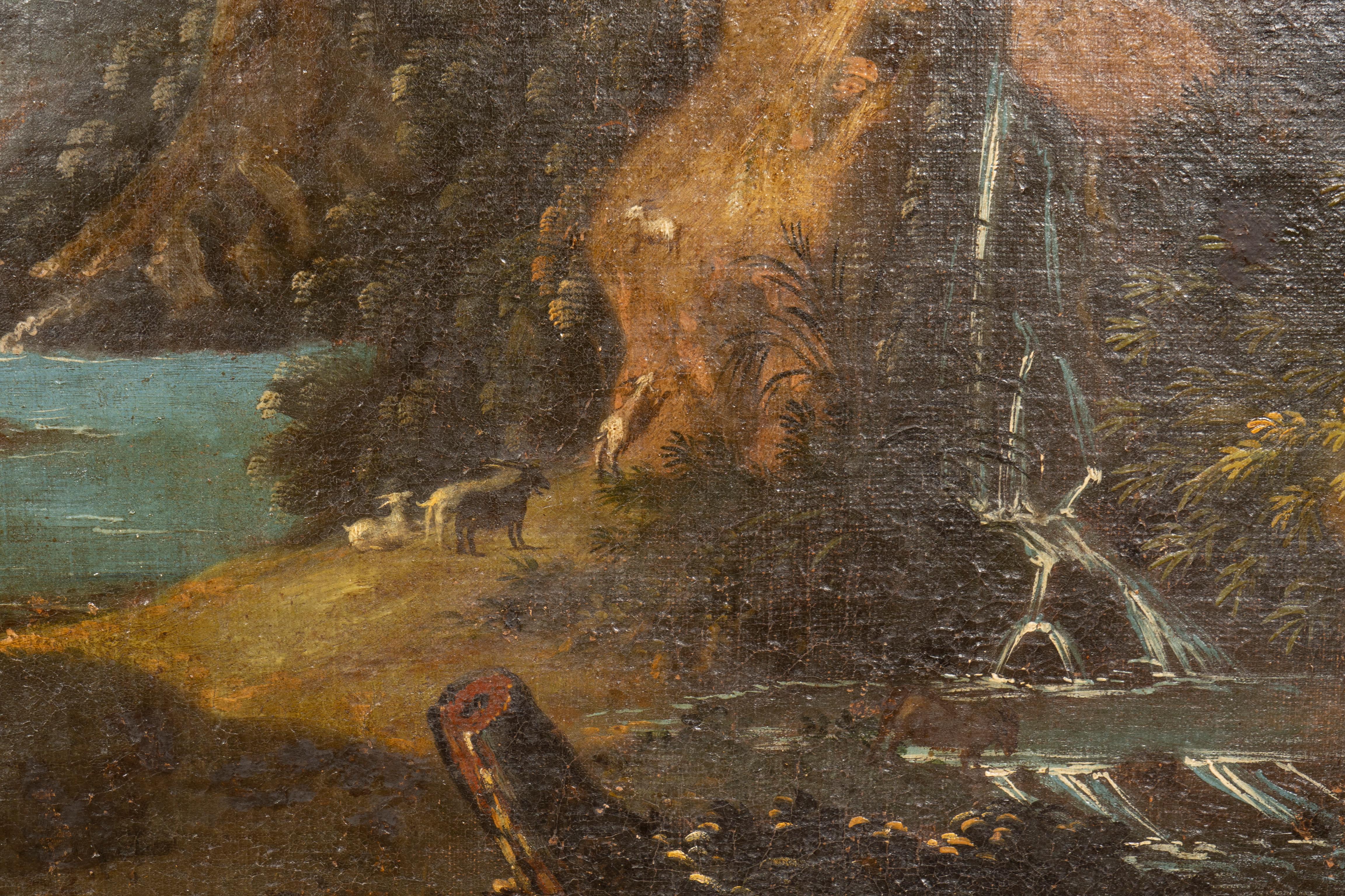 Mid-18th Century Italian Landscape Oil On Canvas For Sale