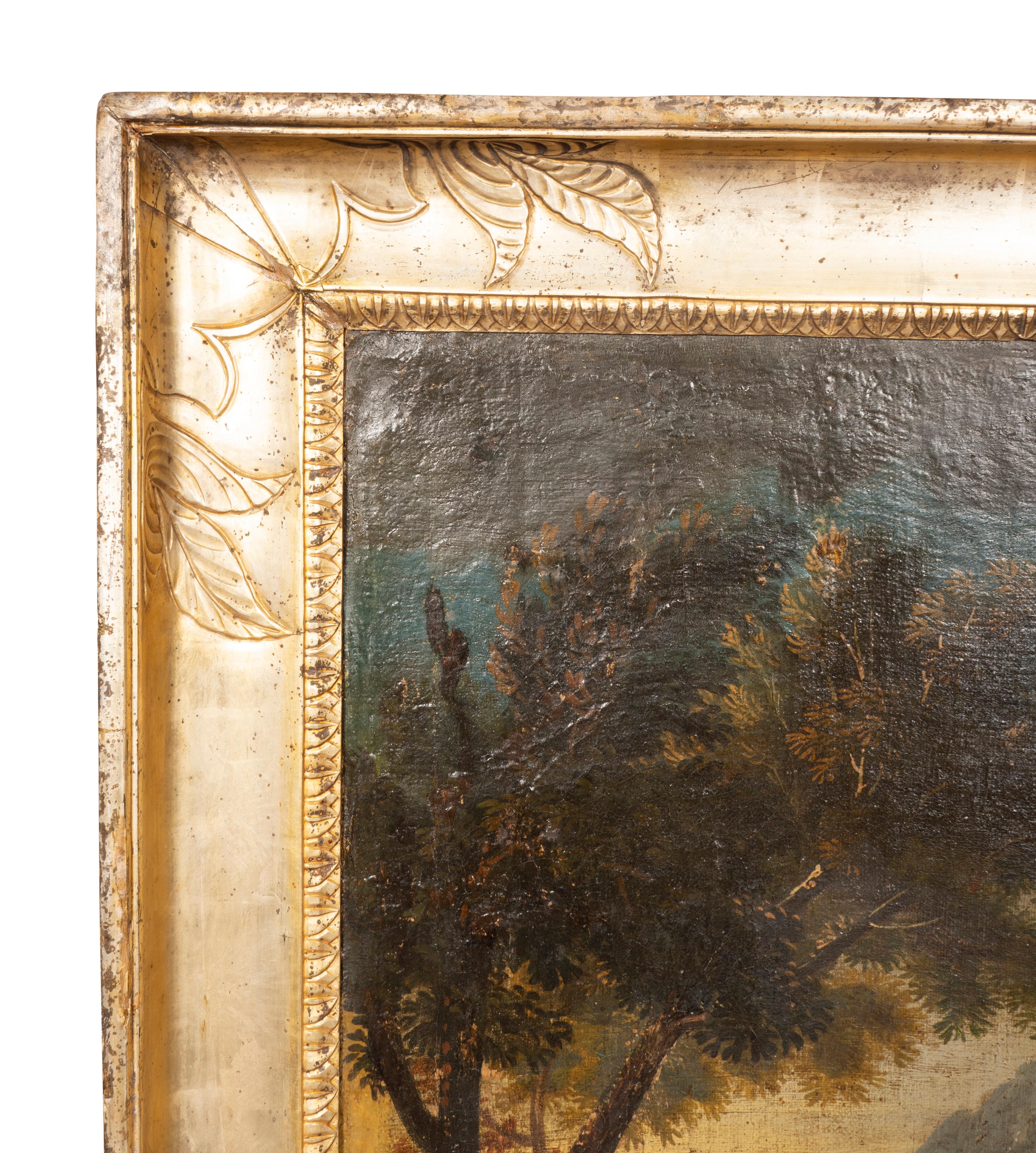 Milieu du XVIIIe siècle Paysage italien Huile sur toile en vente