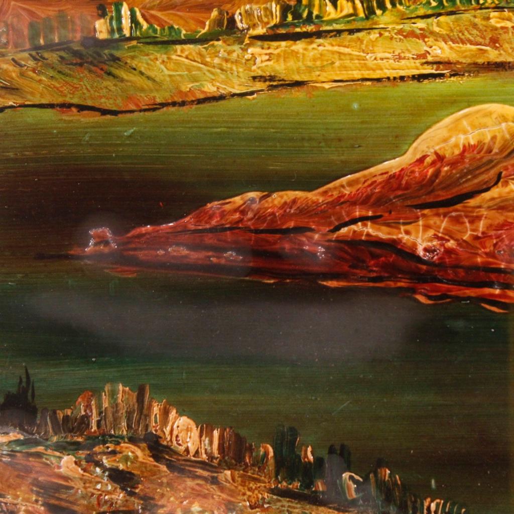 Fin du 20e siècle Peinture de paysage italienne de style impressionniste du 20ème siècle, 1970 en vente