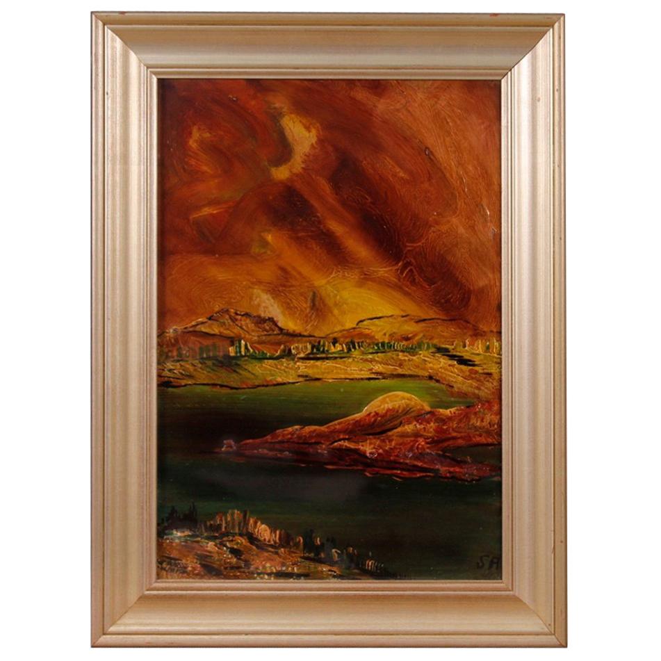 Peinture de paysage italienne de style impressionniste du 20ème siècle, 1970 en vente