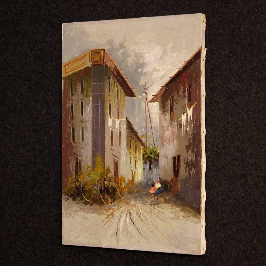 Italian Landscape Painting Mixed-Media on Canvas from 20th Century 4