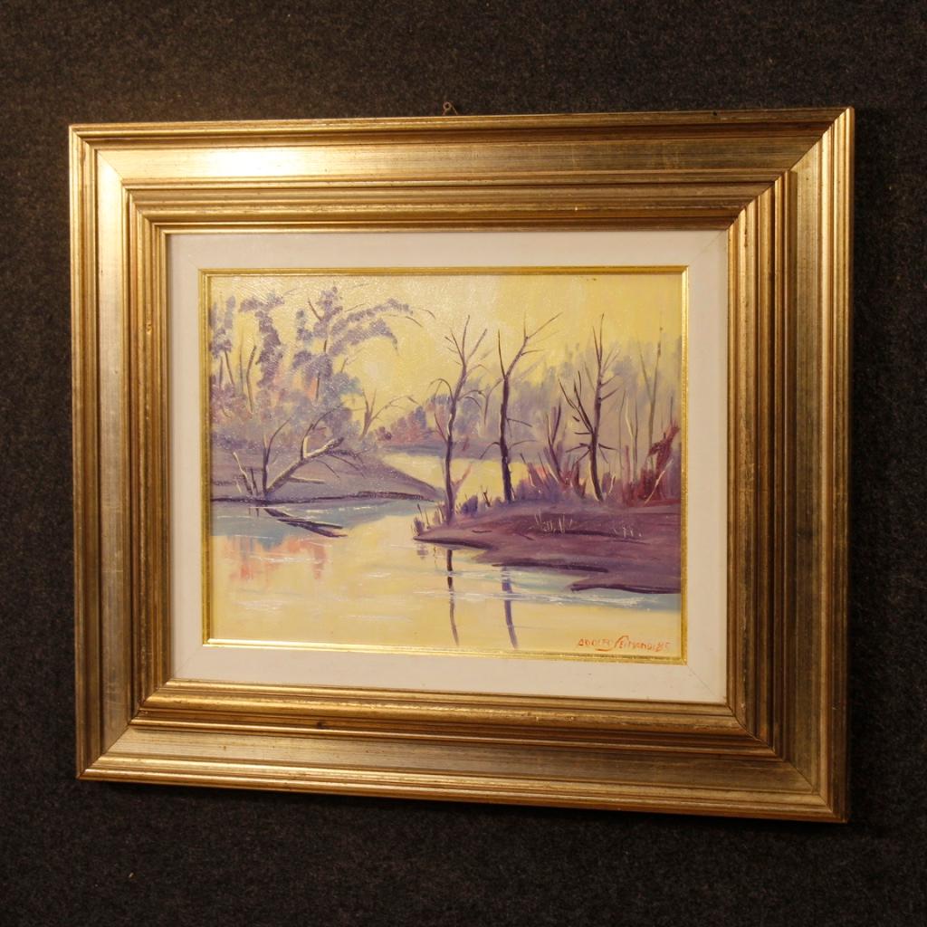 20th Century Oil on Masonite Italian Landscape Signed and Dated Painting, 1985 4
