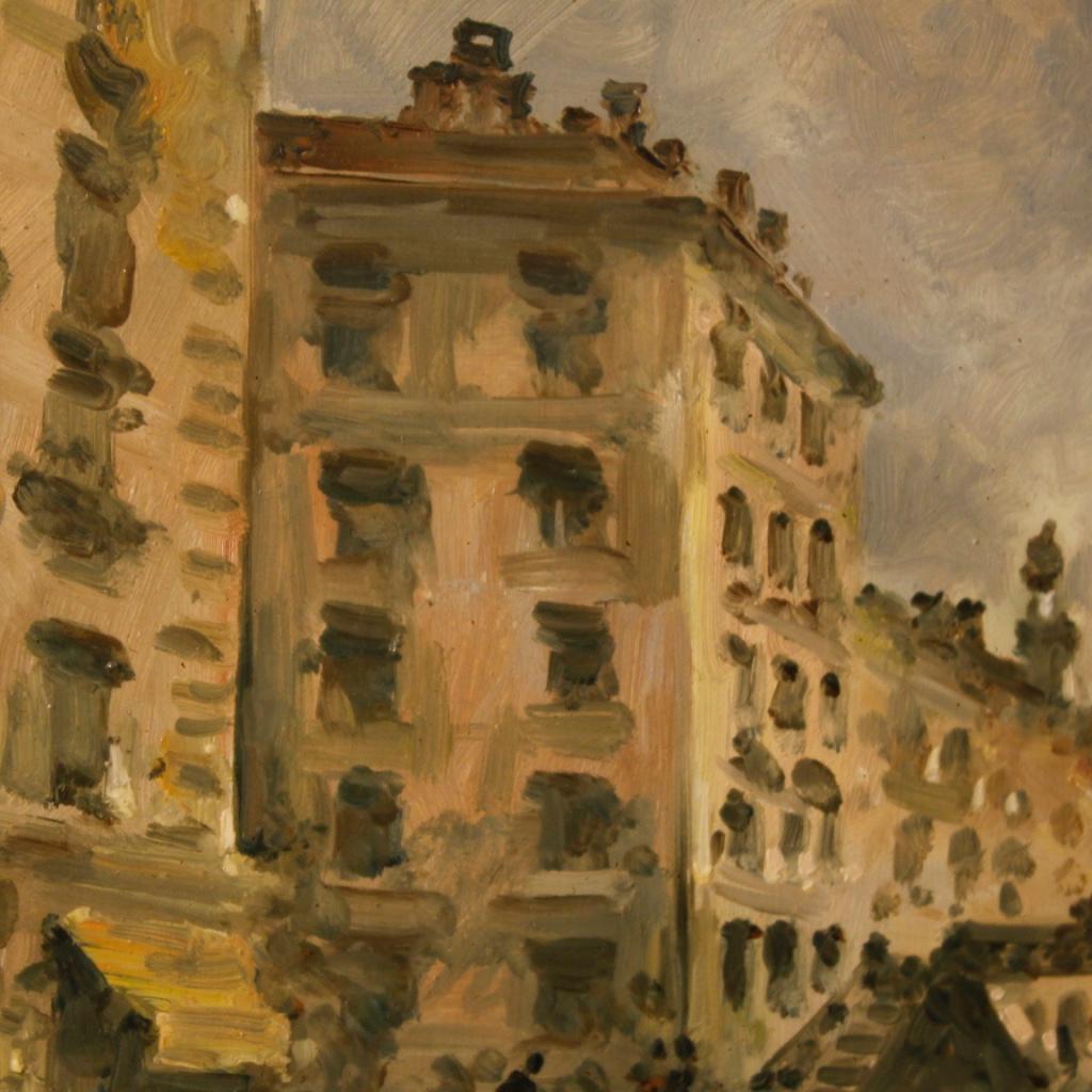 Italian Landscape Painting View of Milan Navigli Mixed-Media on Masonite 1