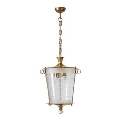 Italian Lantern, 1930s, Brass and Glass