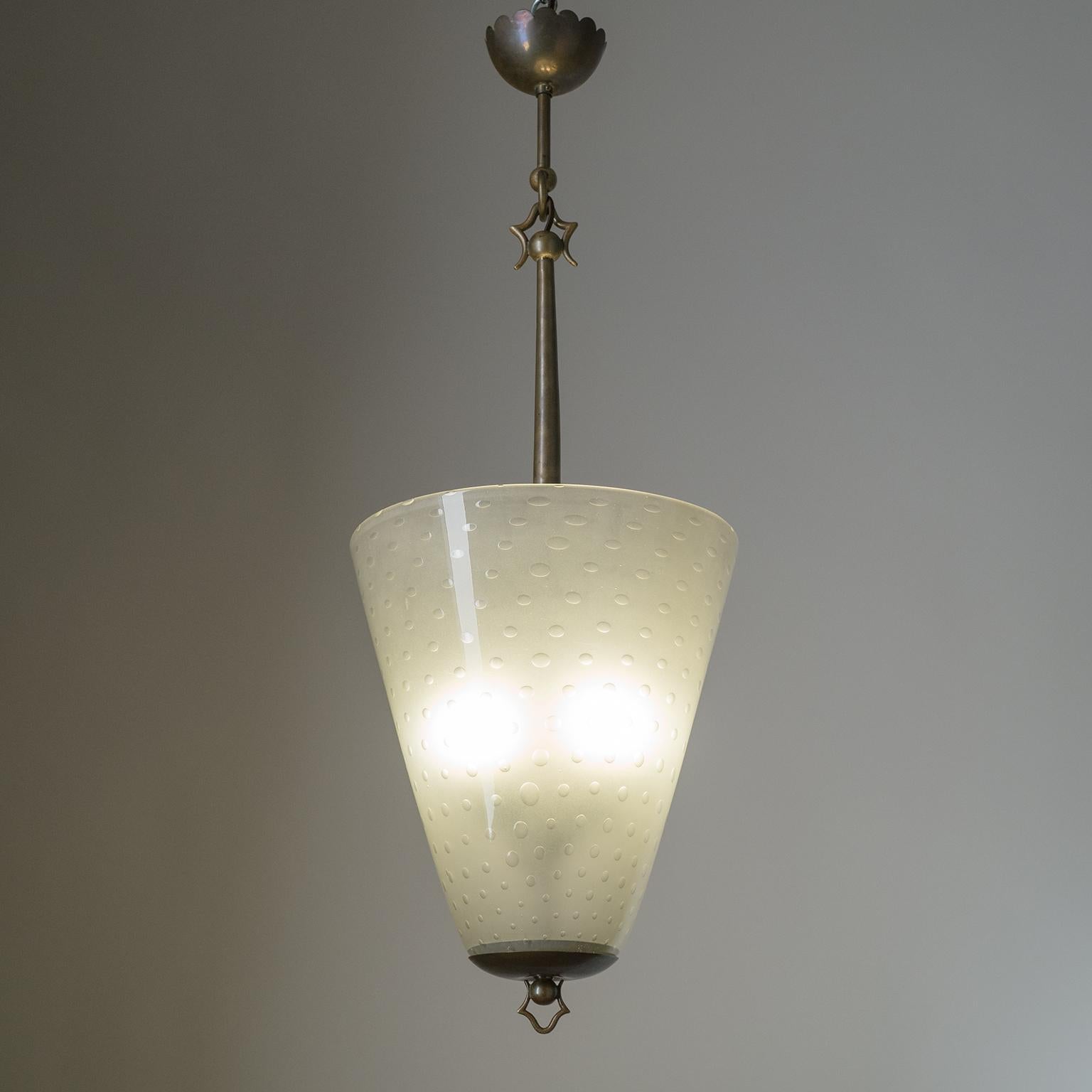 Italian Lantern, 1930s, Murano Glass and Brass 5