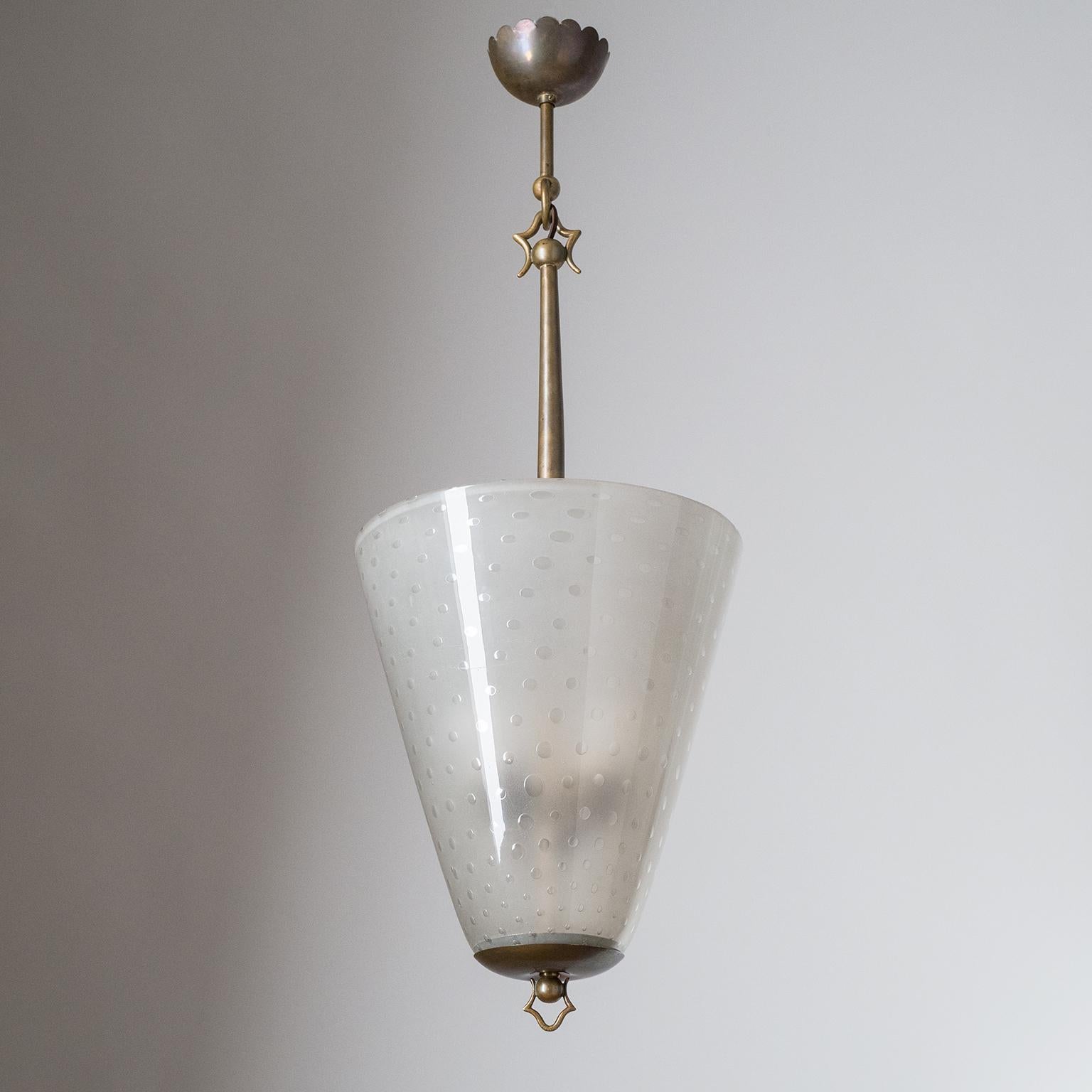 Italian Lantern, 1930s, Murano Glass and Brass 6