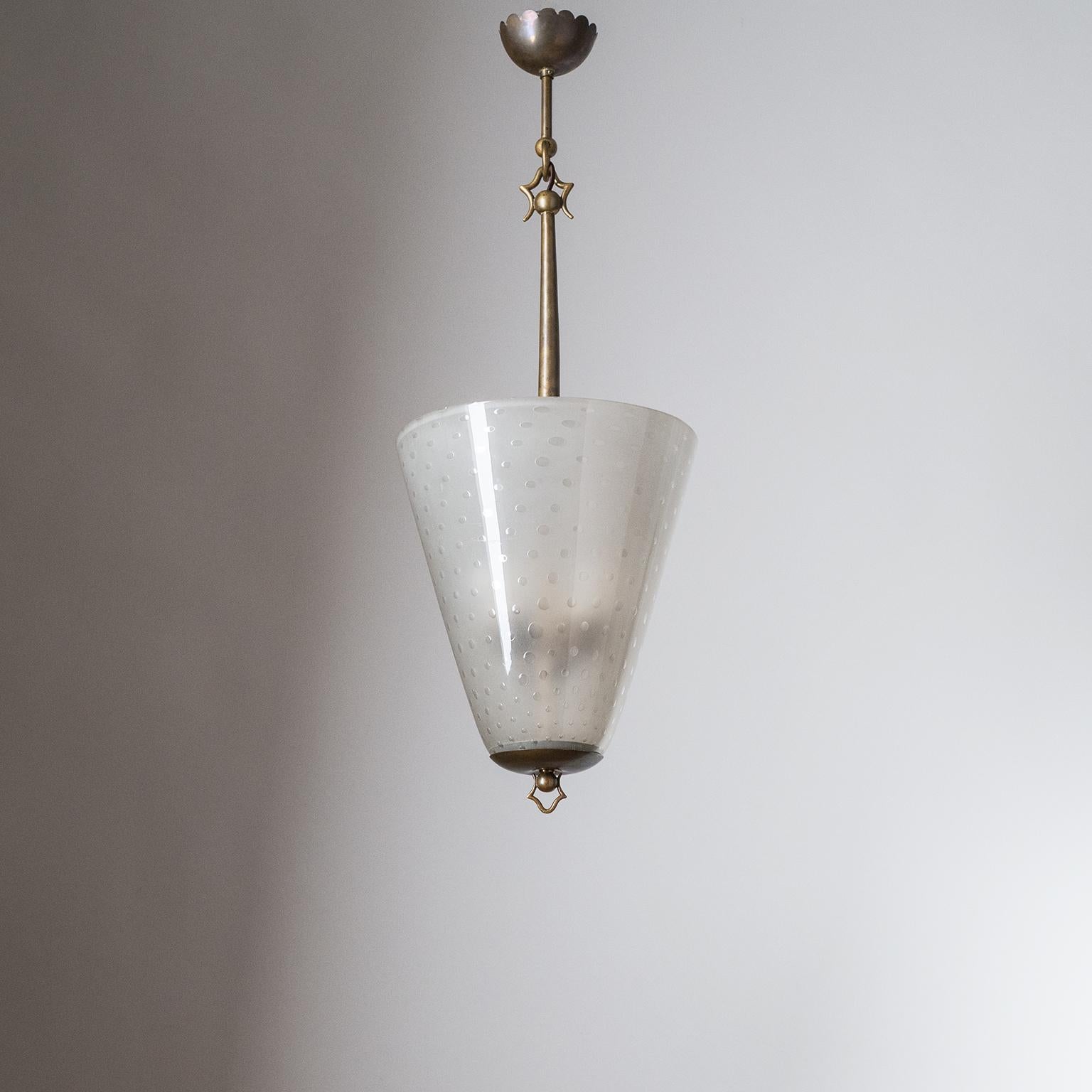 Italian Lantern, 1930s, Murano Glass and Brass 7