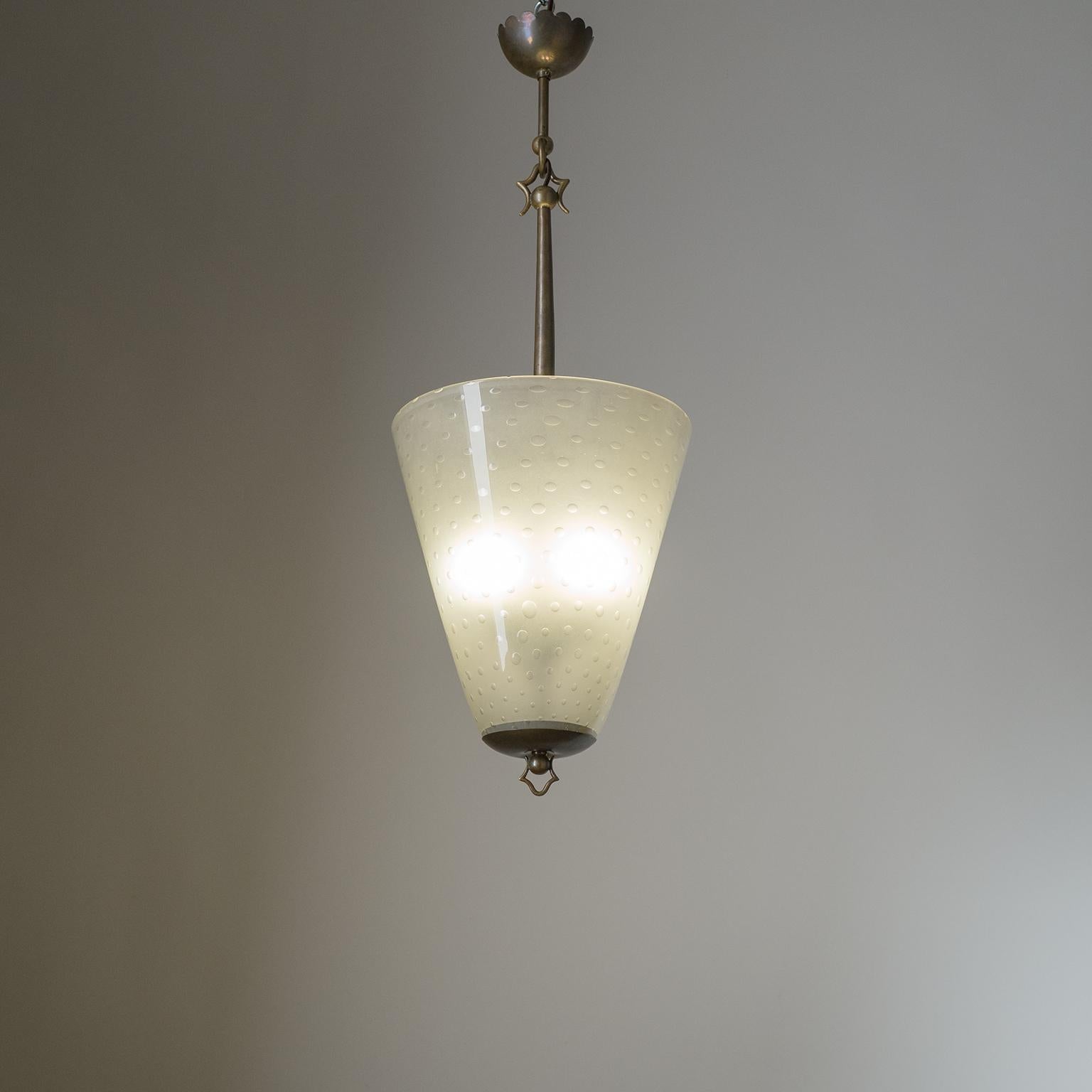 Italian Lantern, 1930s, Murano Glass and Brass 8