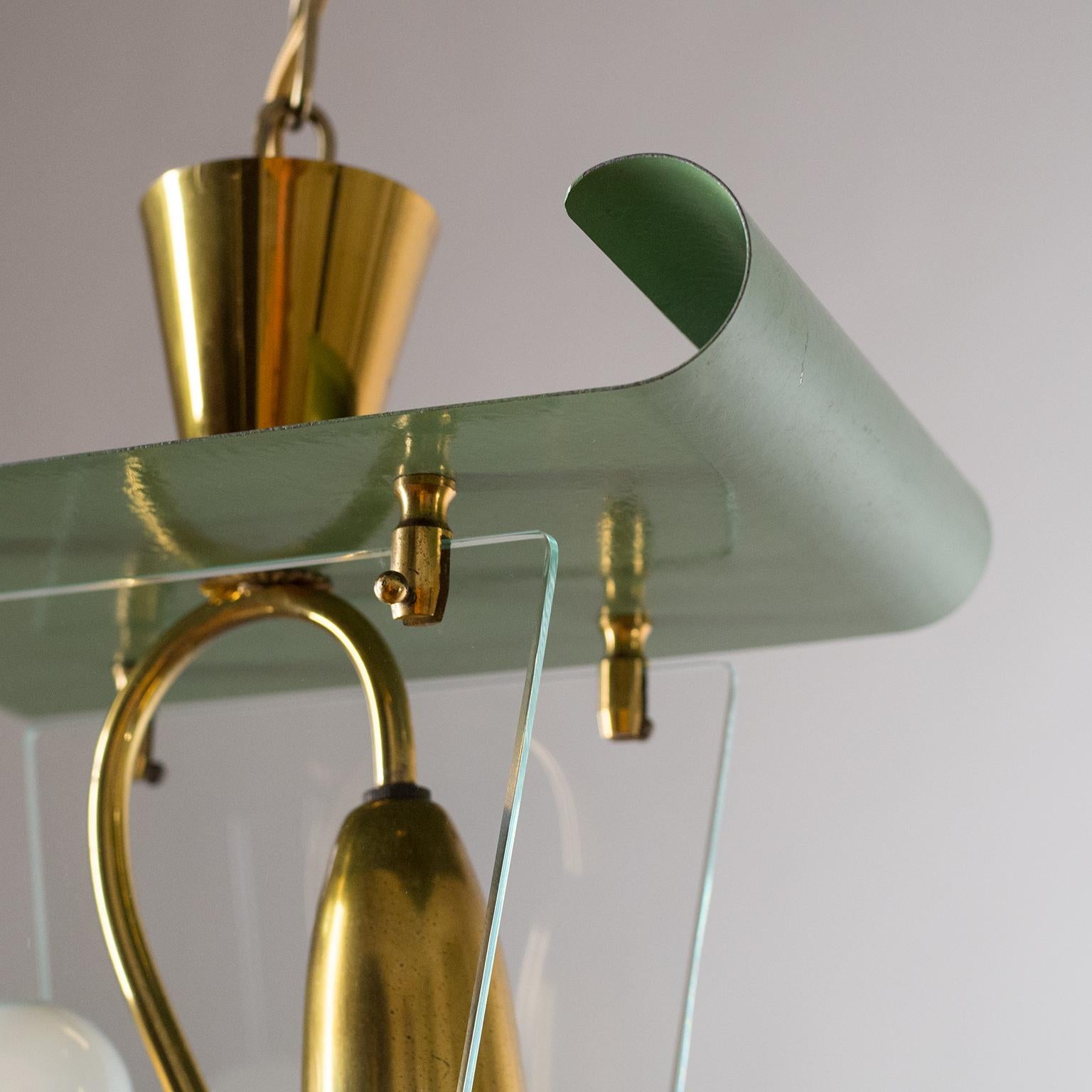 Italian Lantern, 1940s, Brass and Glass 6