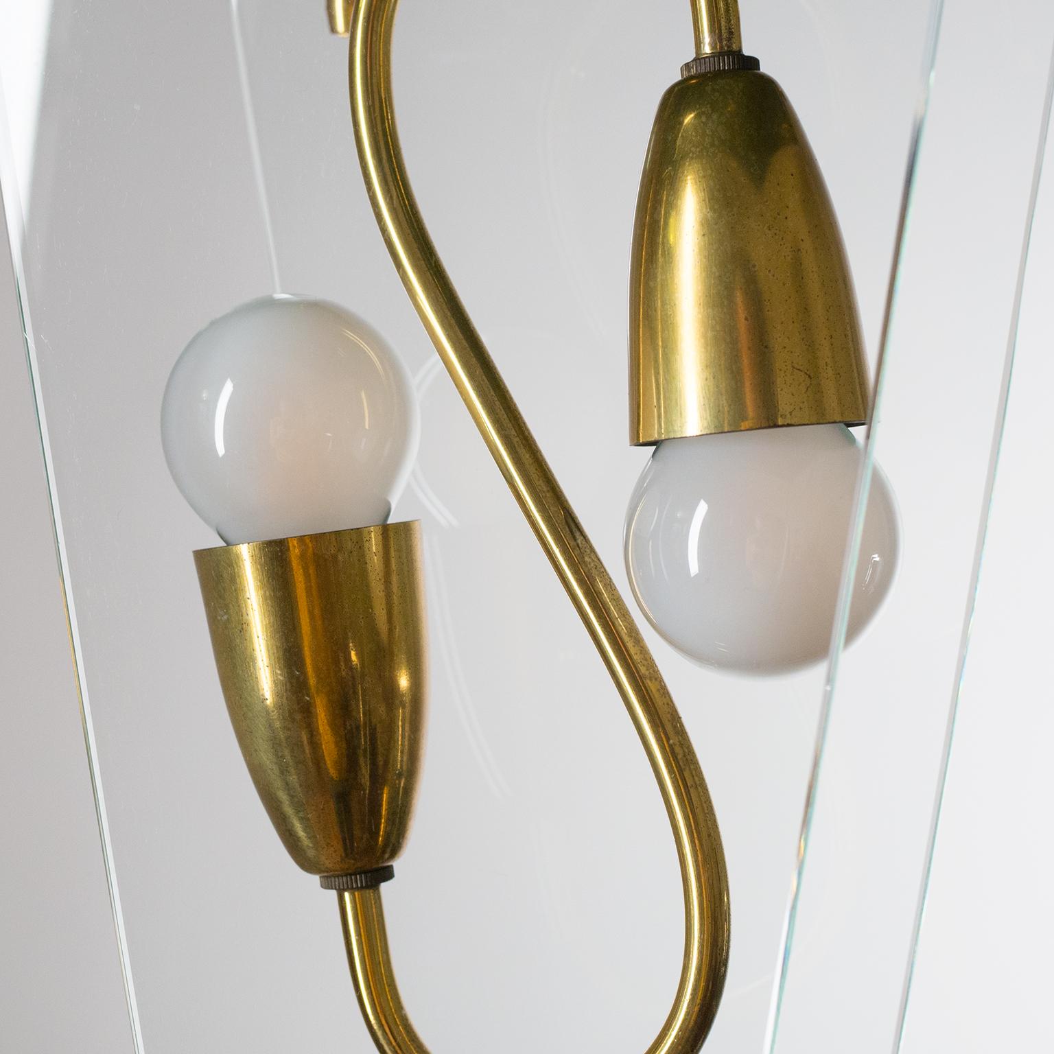 Italian Lantern, 1940s, Brass and Glass 7