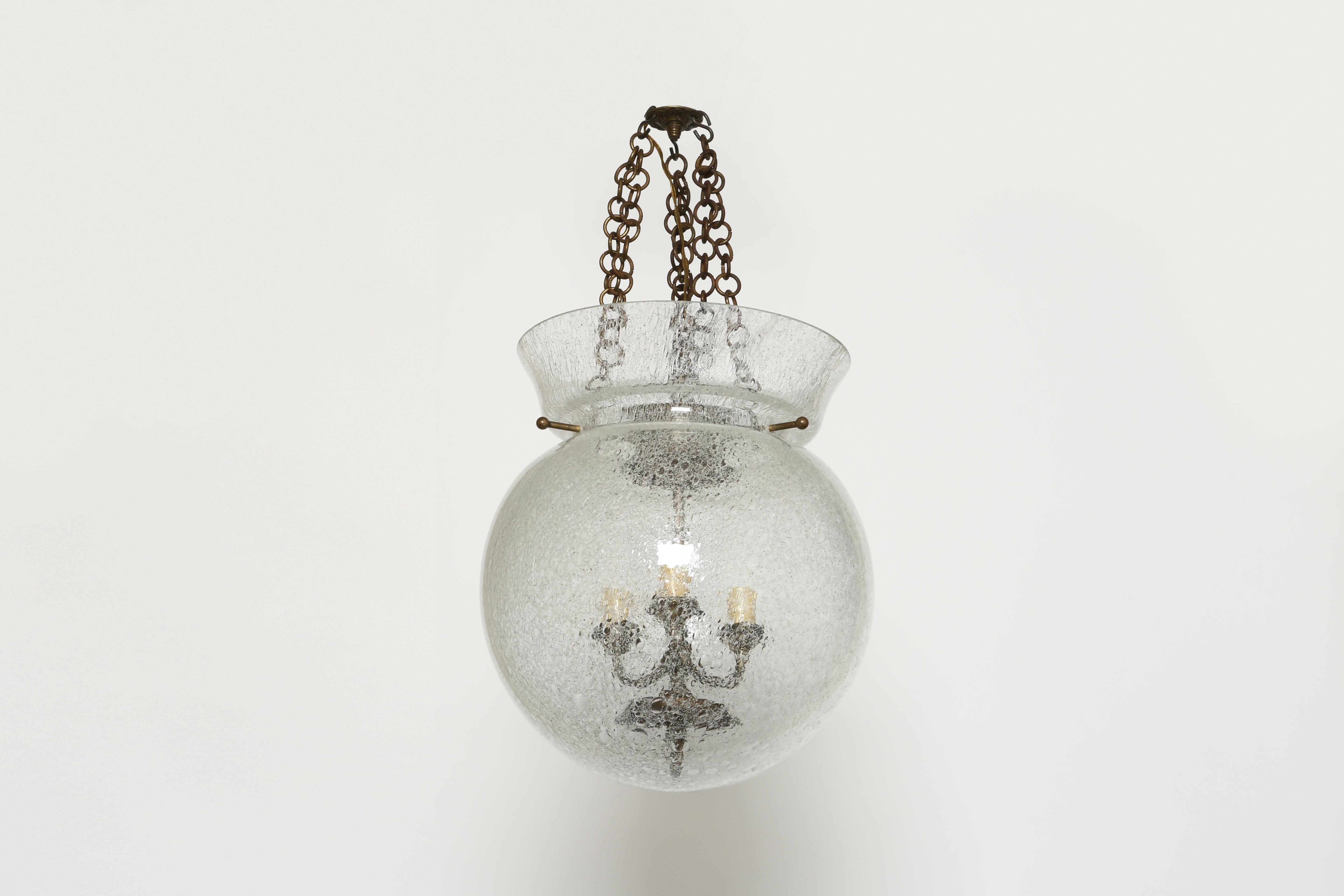 Italian Bell Jar Lantern in Pulegoso Glass, Italy 1960s For Sale