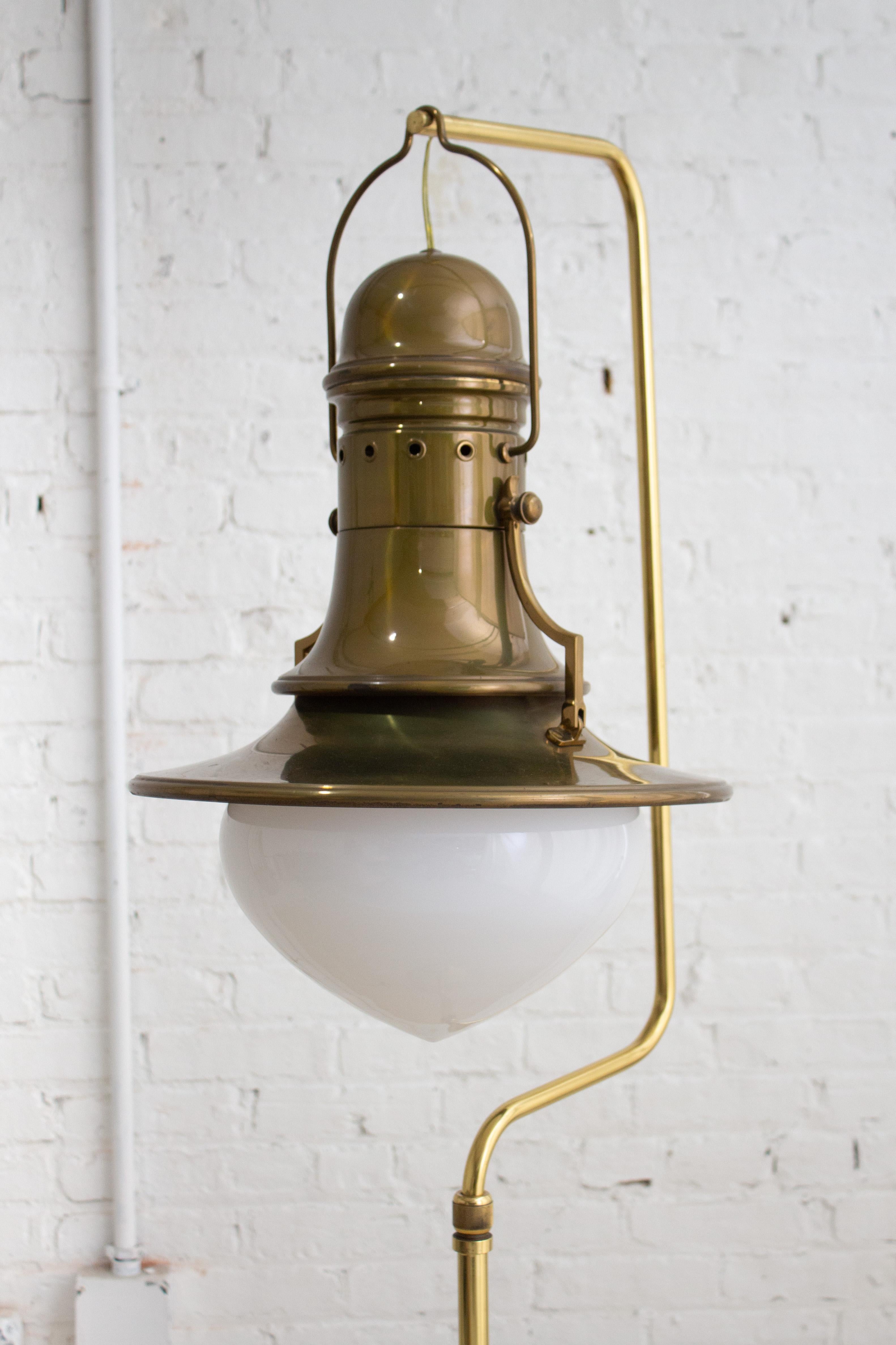 Italian Lantern Style Brass Floor Lamp For Sale 2