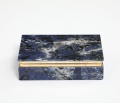 Boîte italienne en lapis-lazuli et laiton, vers 1970