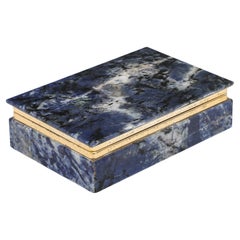 Italian Lapis Lazuli and Brass Box, circa 1970