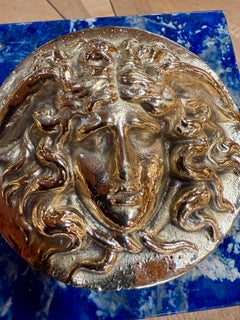 Italian Lapis Lazuli and Gilt Bronze Medusa Plaque, Gioielleria Tarascio, Rome
