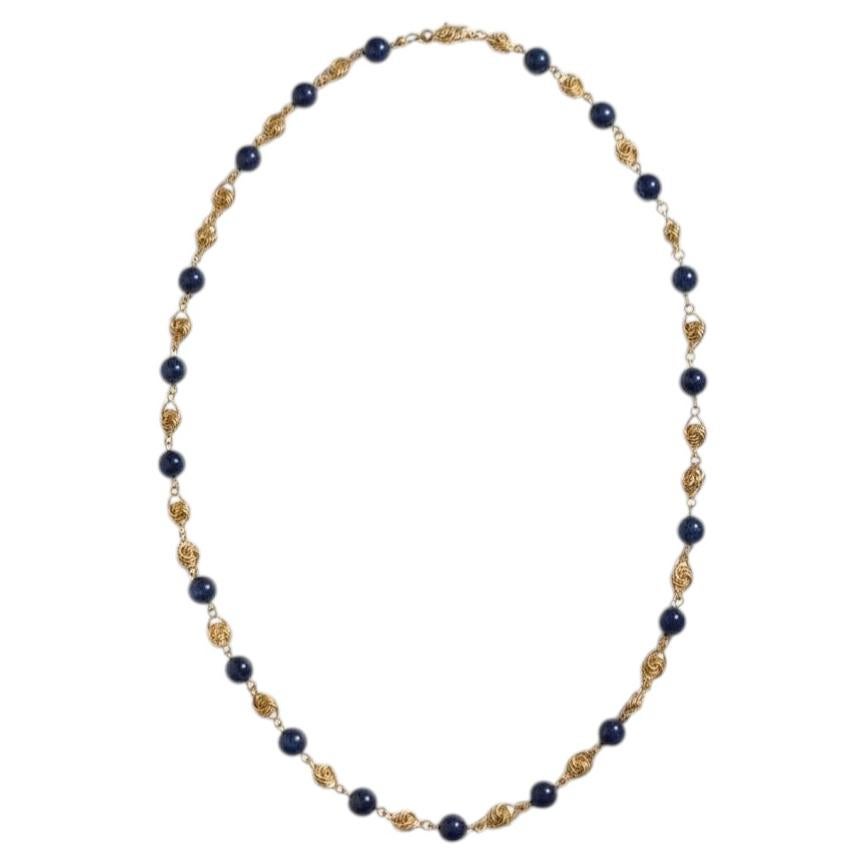 Collar italiano de lapislázuli y cuentas de oro, hacia 1960