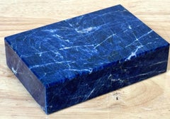 Italienische Lapislazuli, Bergkristall und Moosachat Tischbox, Vermeil Scharnier, 1970er Jahre