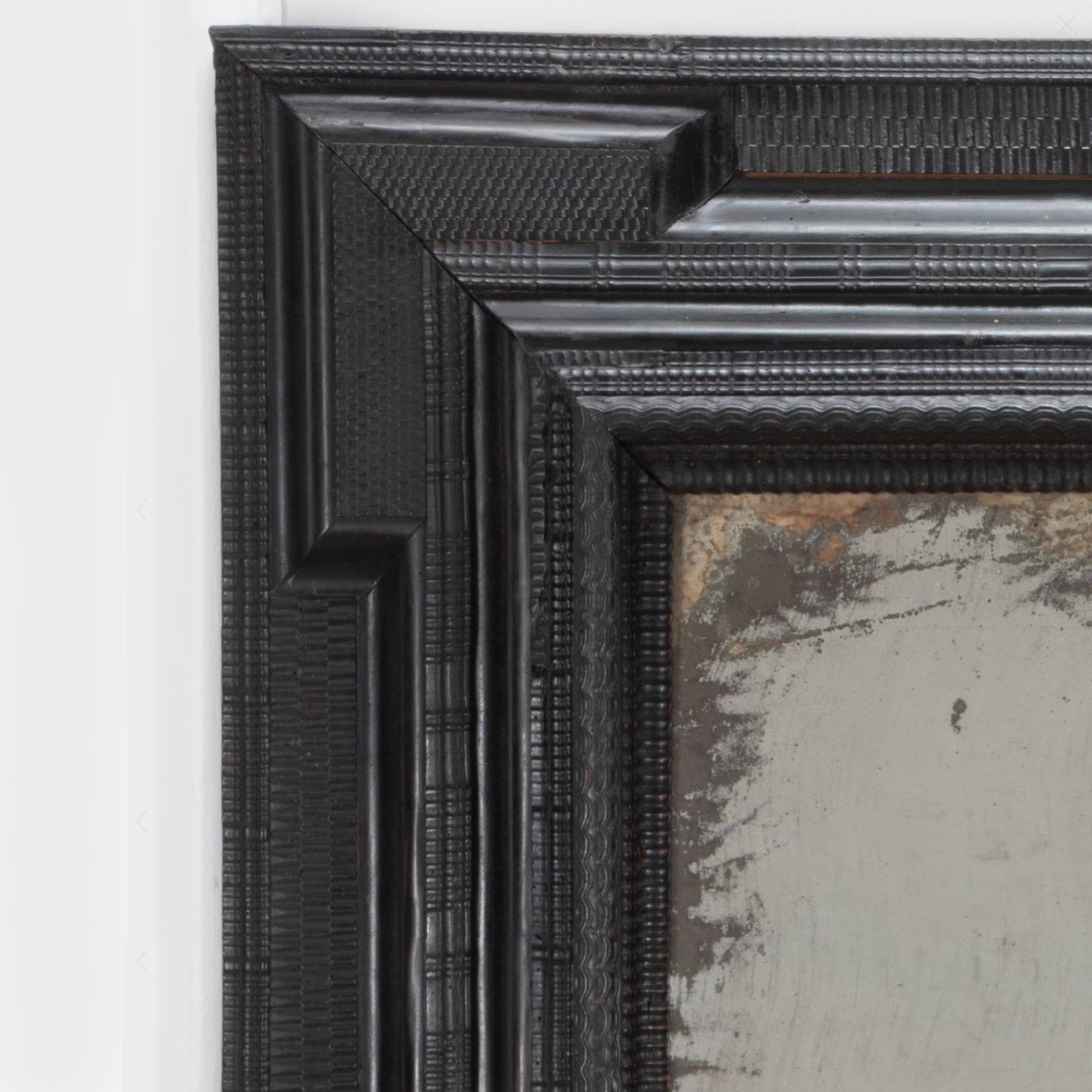 Italian Large 17th Century Ebonised Ripple Mirror 2
