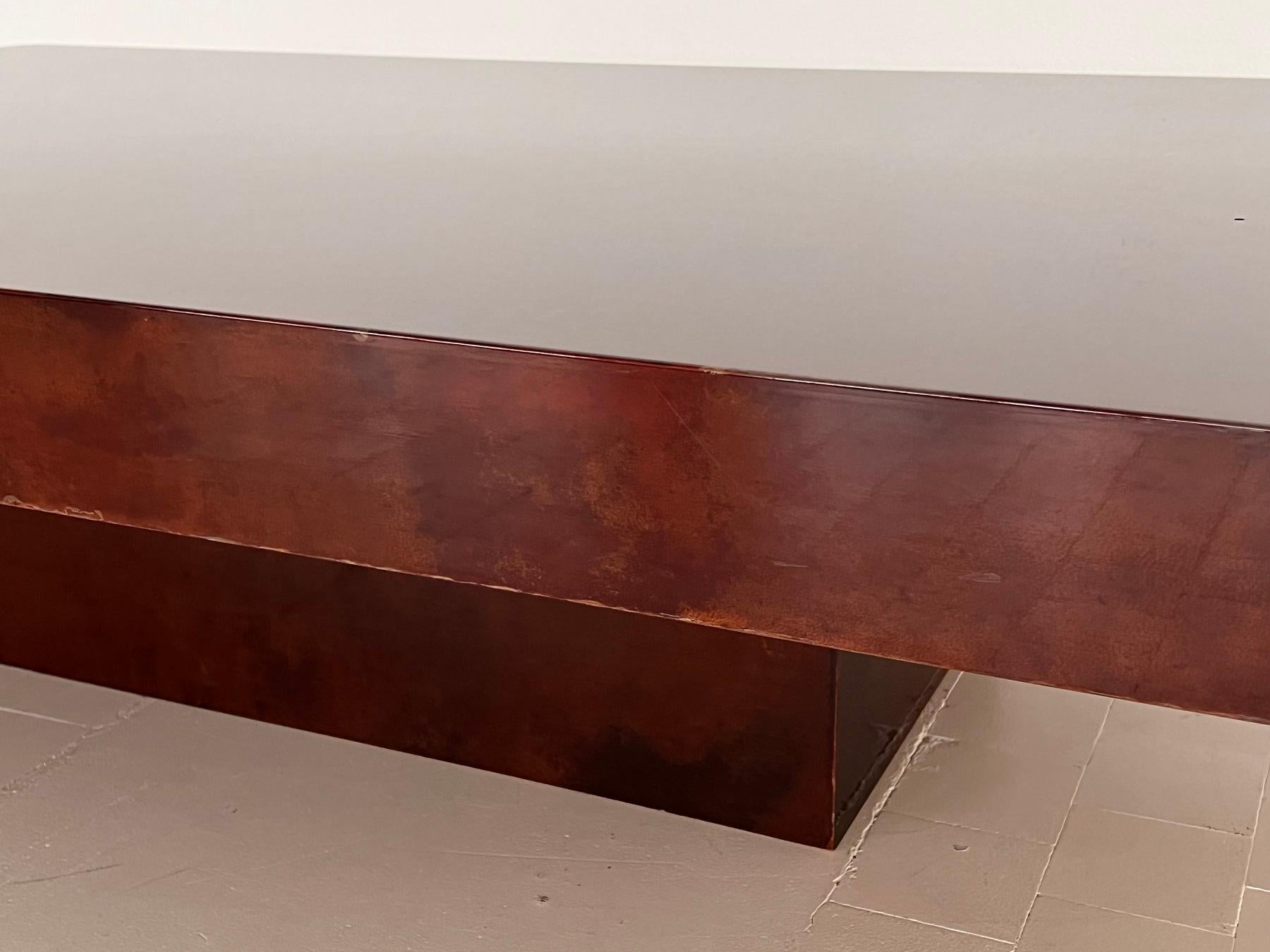 Grande table basse italienne Aldo Tura Design en parchemin émaillé, 1970  en vente 13
