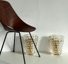 Italian Large Art Deco Style Murano Rostrato Glass and Brass Wall Sconces, 1990s