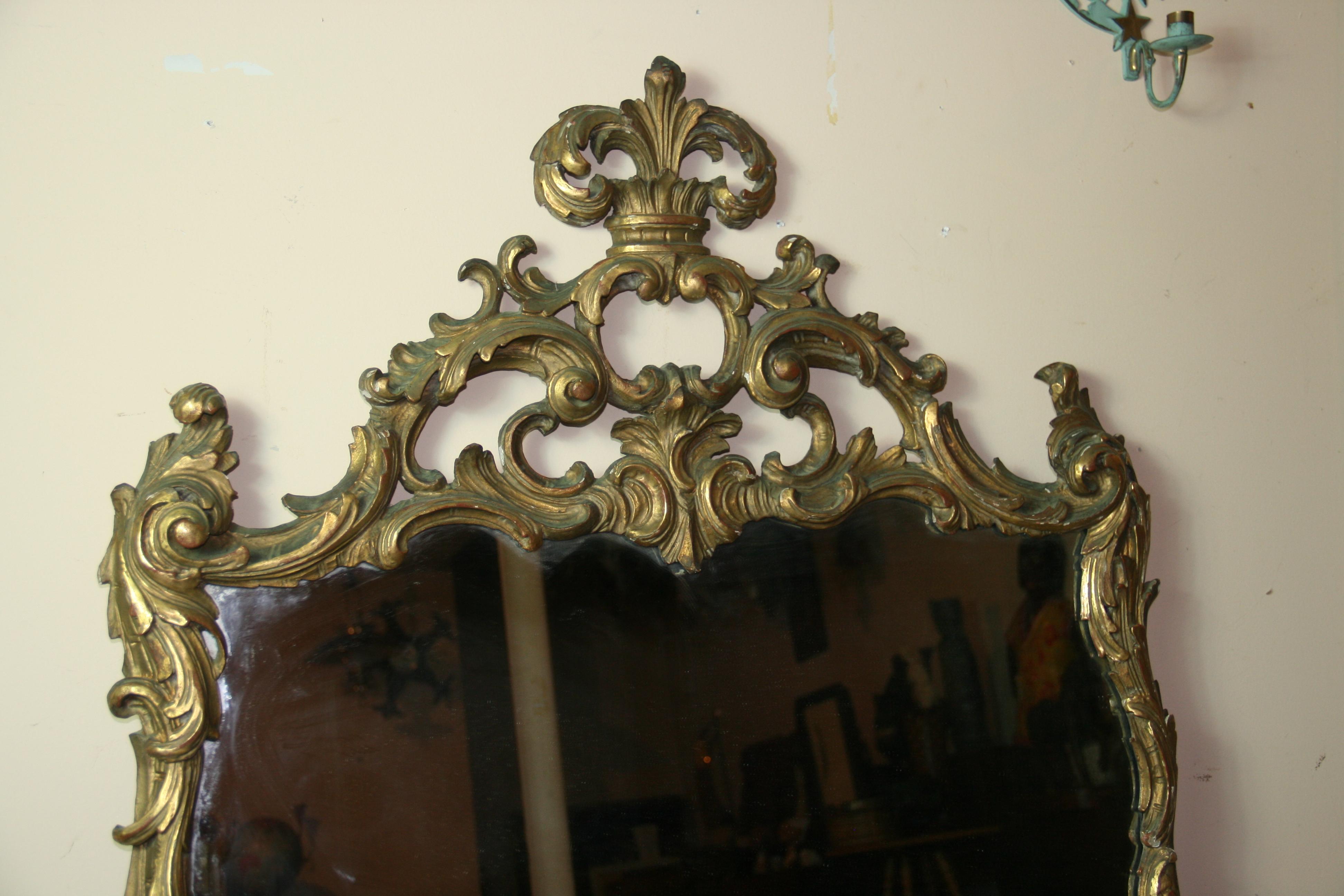 Italian Large Baroque Mirror In Good Condition For Sale In Douglas Manor, NY