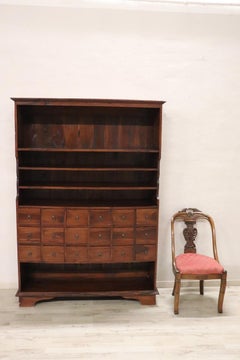 Italian Large Bookcase with 18 Drawers circa 1990s
